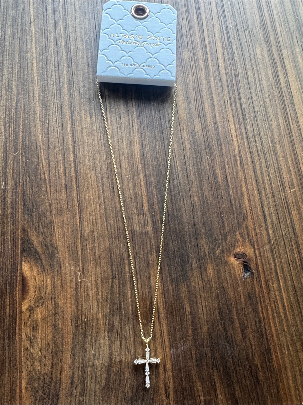 Altar’d State 💕18K Gold Dipped Diamond Cross Necklace - NWT